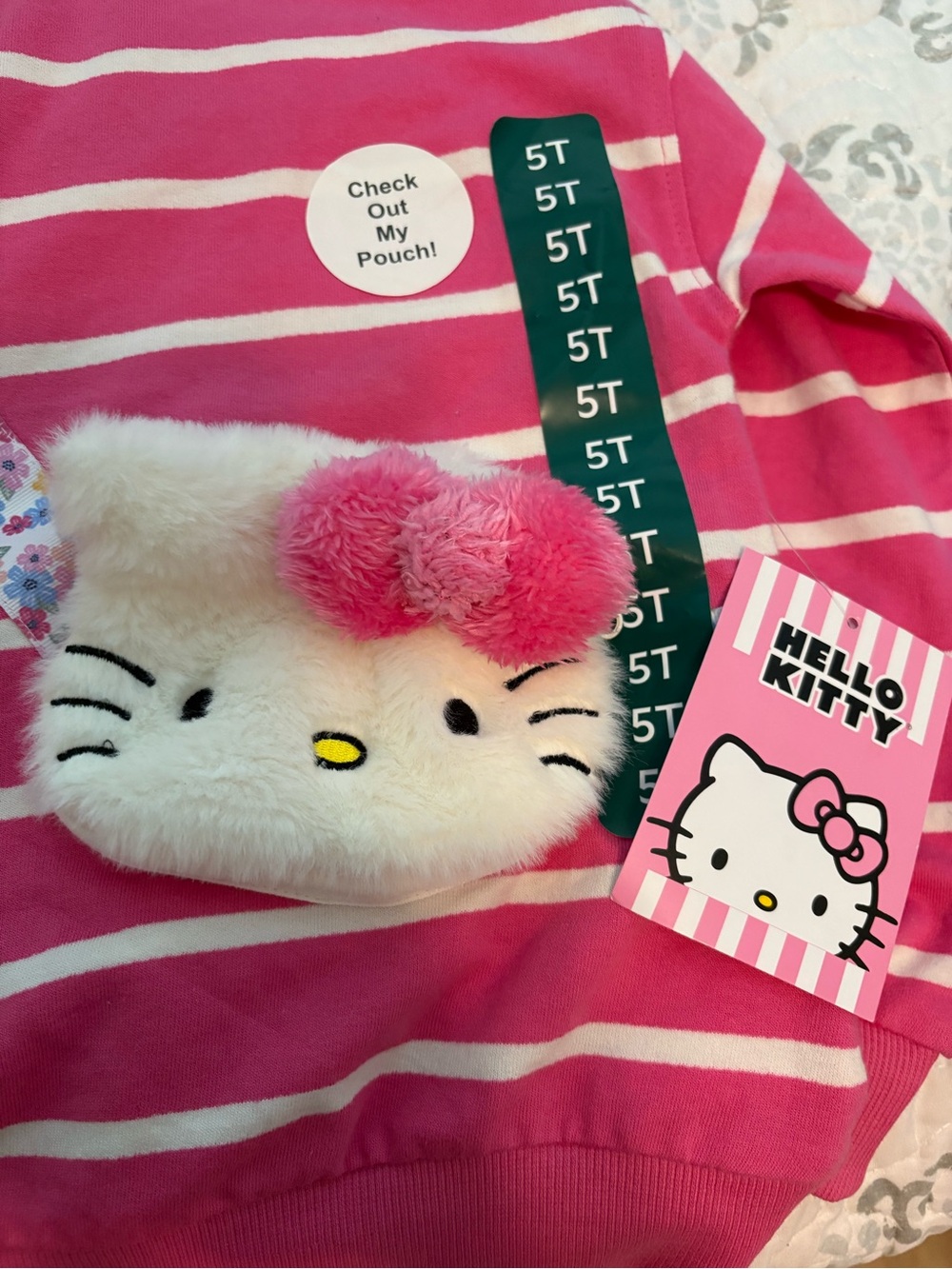 Hello Kitty Toddler Girls Sweatshirt and
Short Set Size 5T Pink Striped NWT - Picture 7 of 13